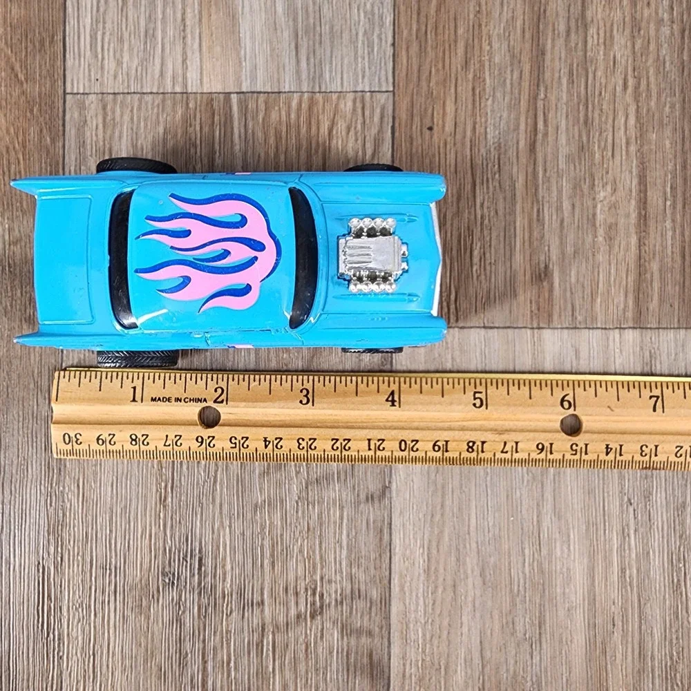 Vintage 1988 Mattel 1957 Chevy Bel Air Blue Pink Flames Hot Rod Toy Car